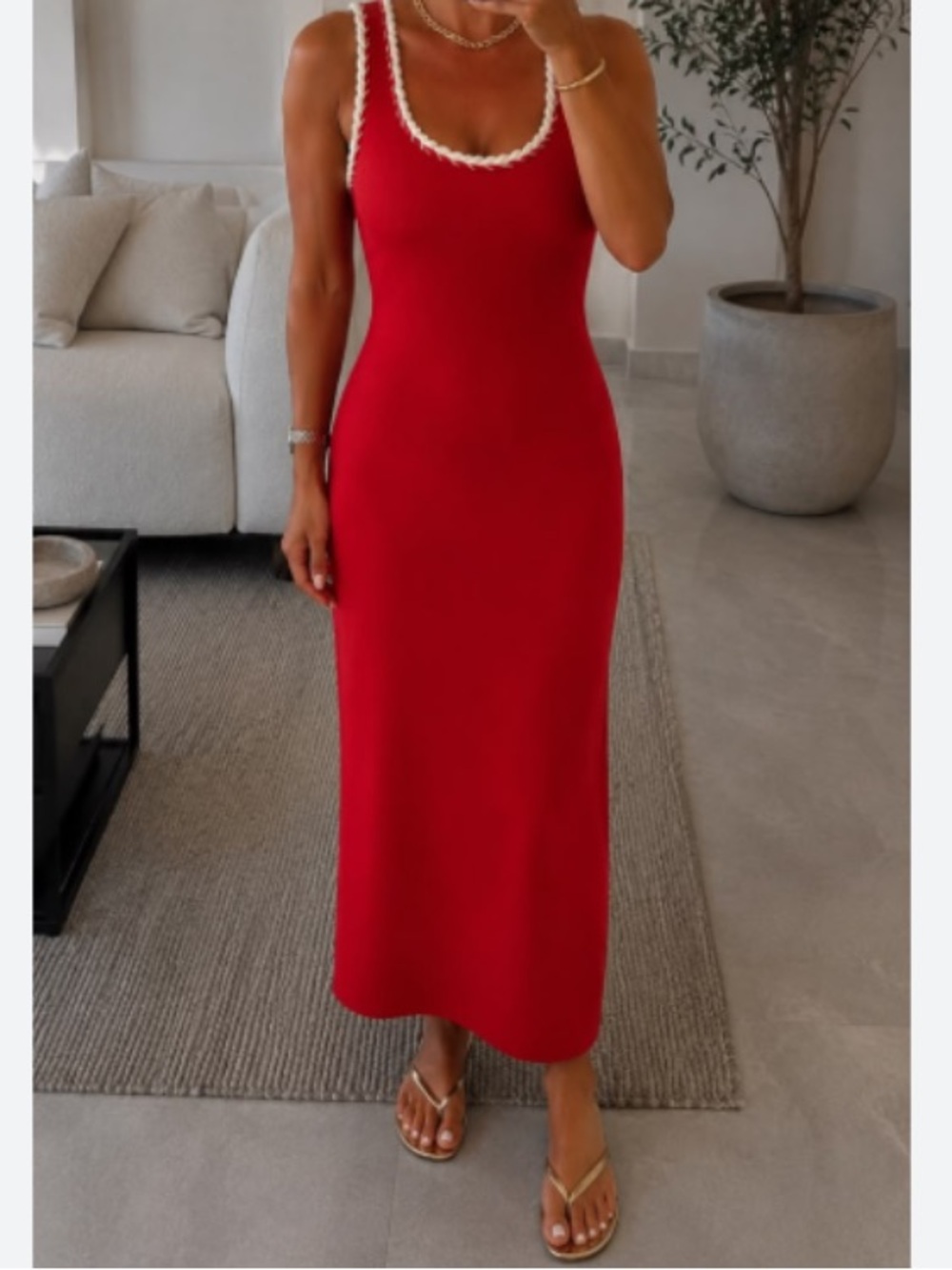 Secret Mission Red Knit Stitch Maxi Dress - NWT, size M